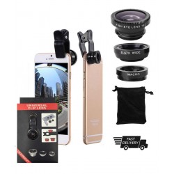 3 in 1 Metal Clip On Lens Camera Kit Fish Eye Macro Wide Angle Phone Photo UK