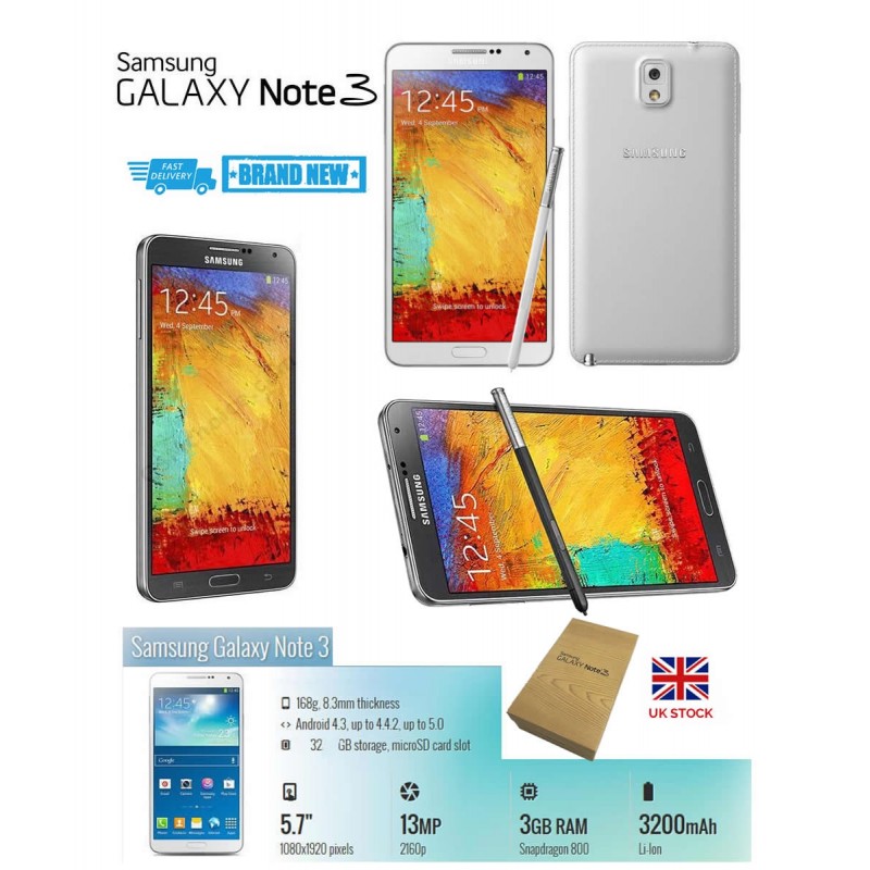Unlocked SAMSUNG Galaxy Note 3 N9005 Memory 32GB 13MP Camera RAM 3GB Android Warranty