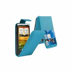 Details about  PU LEATHER WALLET FLIP CASE COVER FOR HTC ONE X SKY BLUE